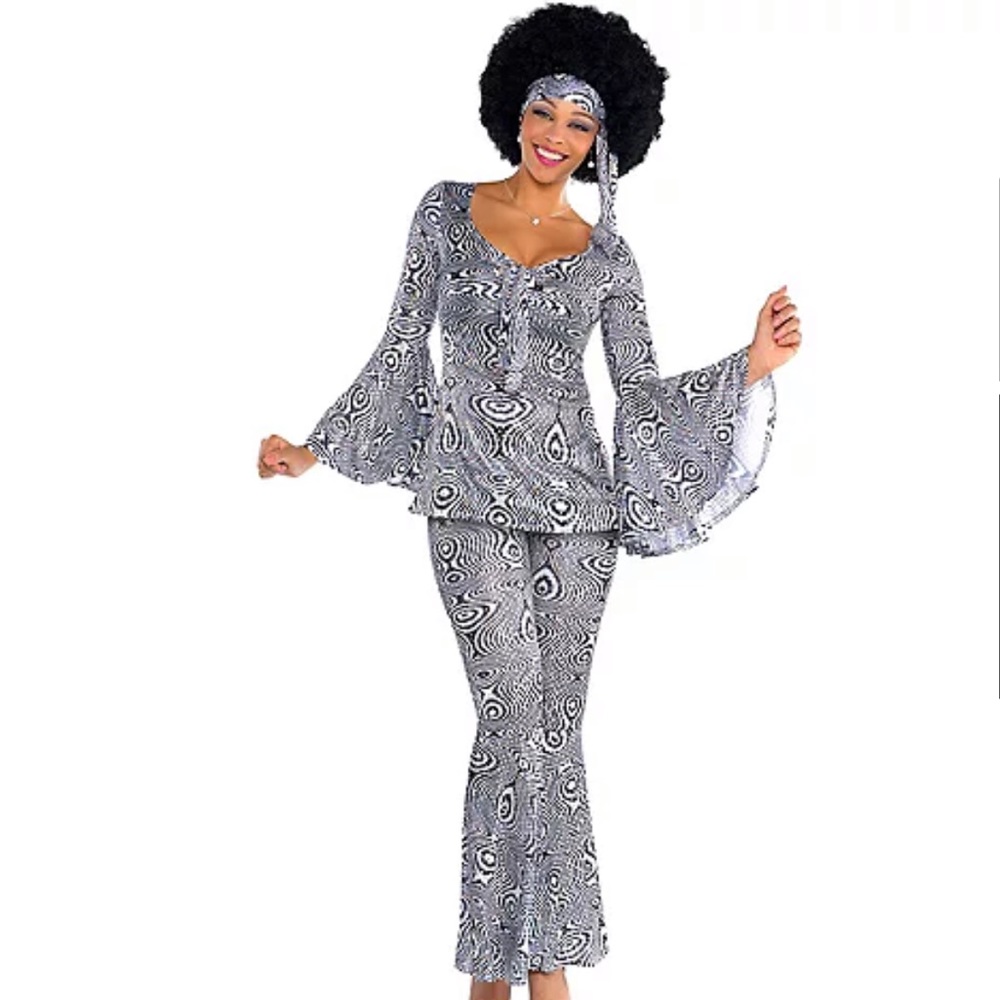 NEW DANCING QUEEN Black White 70s Disco Halloween Costume Size Small (2 - 4) - Picture 9 of 9